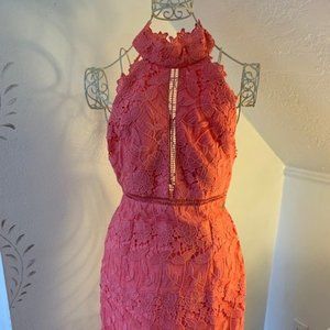 Coral Lace Bardot Noni Dress - New w/ Tags